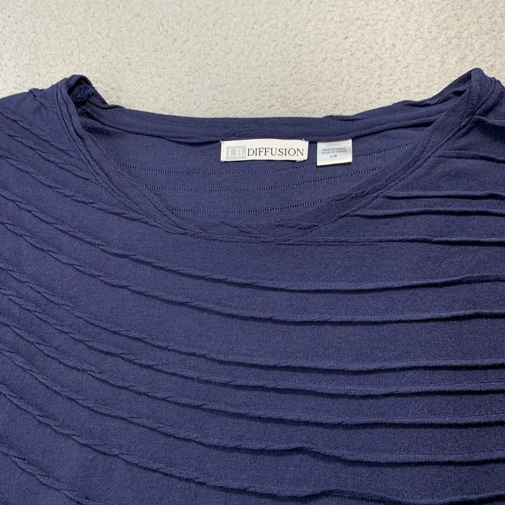 IB DIFFUSION Blouse Womens Large Top 3/4 Sleeve Blue - Picture 6 of 8